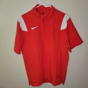 Nike DJ5113-657 Coaches Performance Red White S/S 1/4 Zip Jacket Men Med or Lrg
